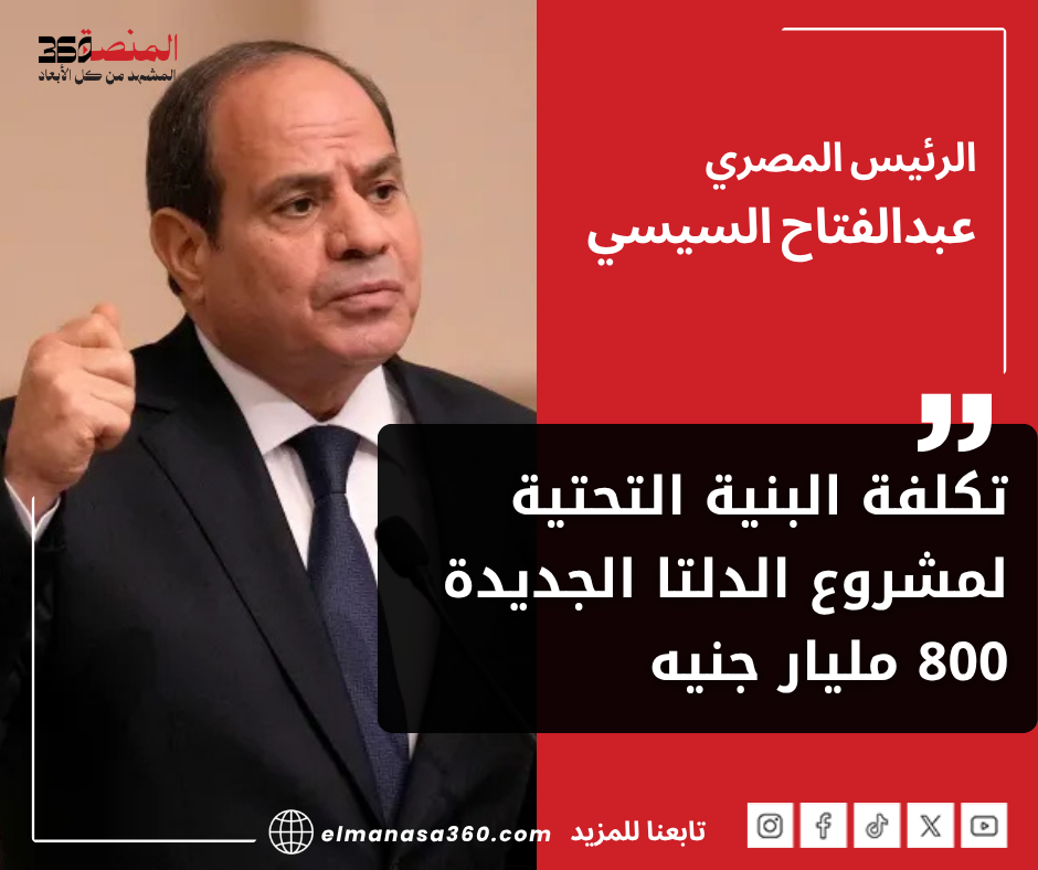 تكلفة البنية التحتية لـ مشروع الدلتا الجديدة 800 مليار جنيه