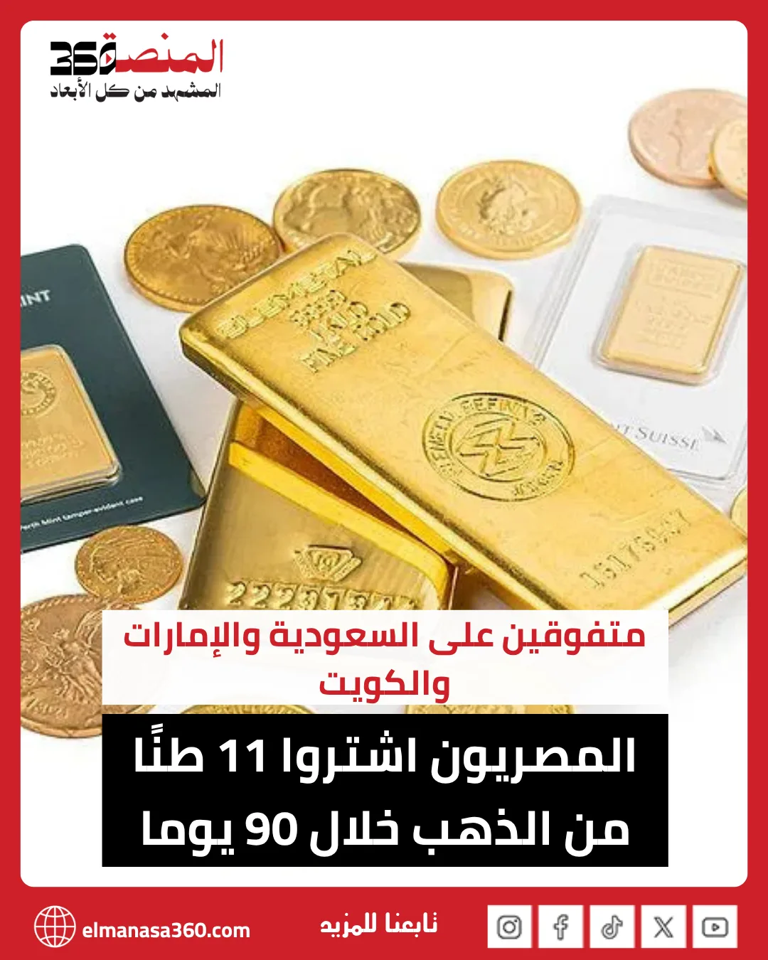 أسعار الذهب اليوم .. المصريون اشتروا 11 طنًا من الذهب خلال 90 يوما