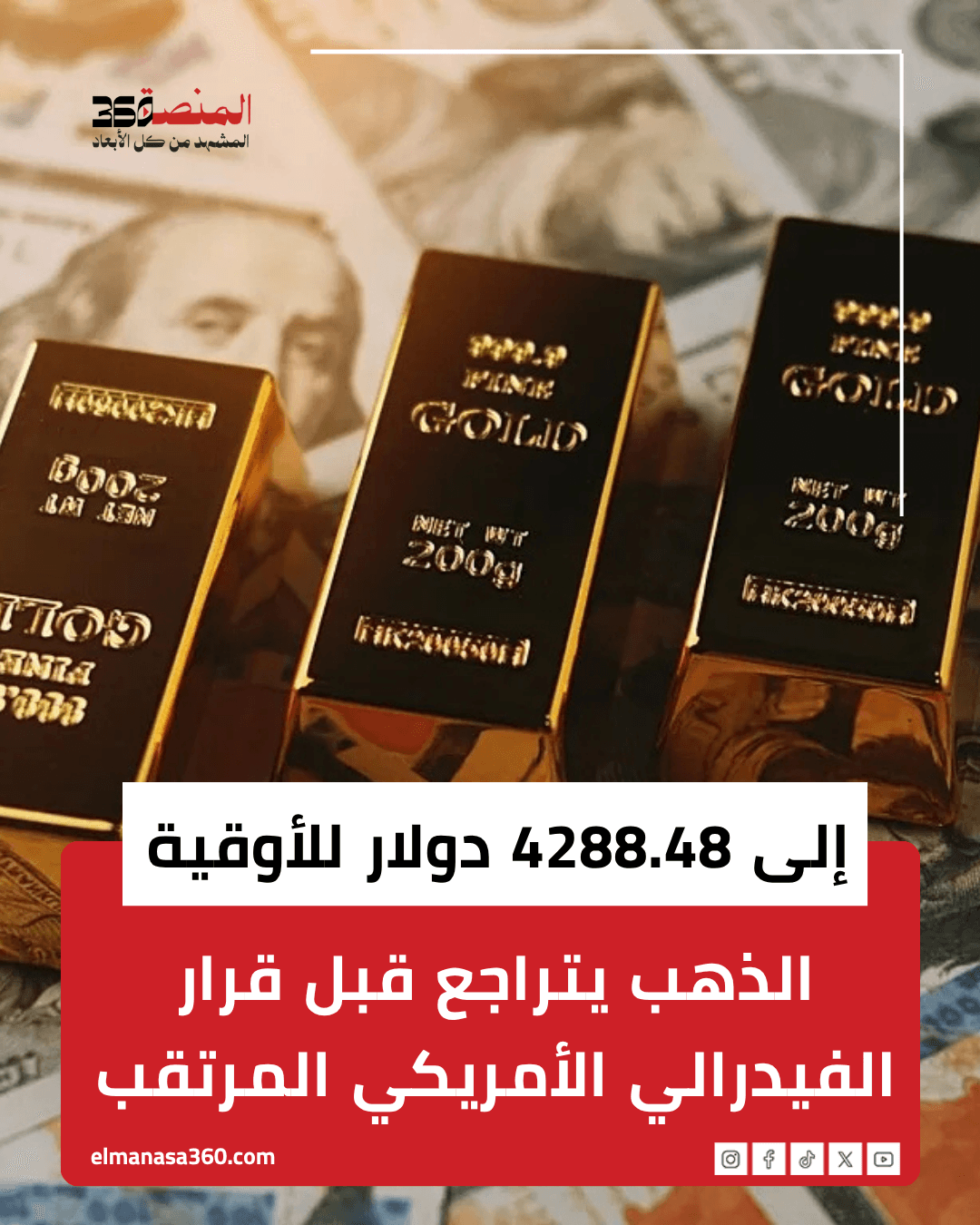 أسعار الذهب اليوم تتراجع قبل قرار الفيدرالي الأمريكي المرتقب